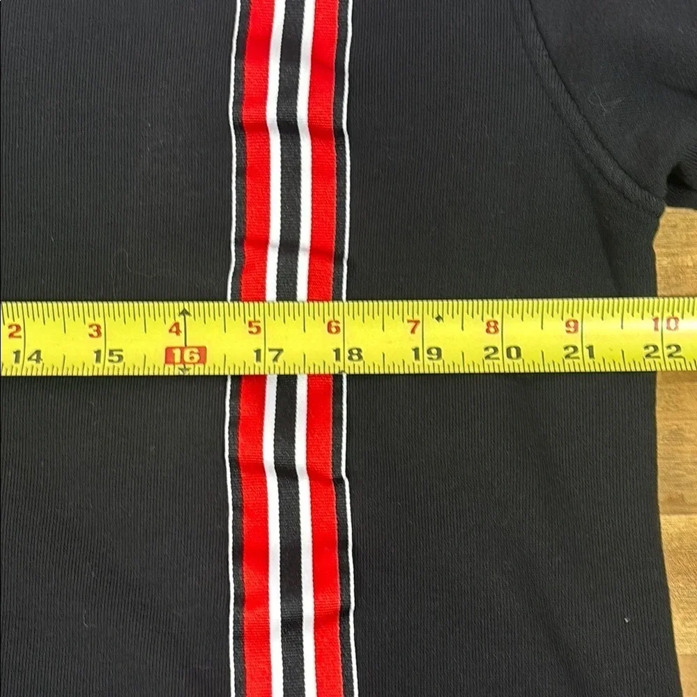 Red and Black Zip Up Sweater with Striking Stripes
